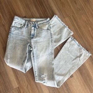 Altar’d State Light Blue Distressed Women Flared Bell Bottom Jeans